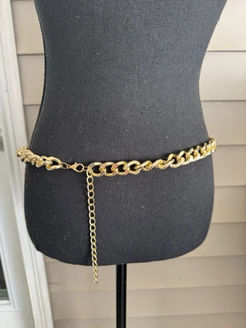 Belt Long Rope Link Chain Shiny Goldtone Adjustable 3 Layer Women's Y2K 33
